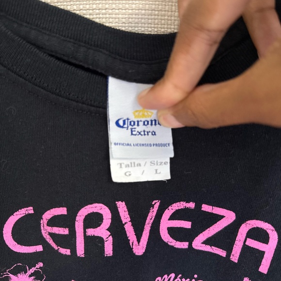 Corona Black Tee with Pink Graphics - Picture 2 of 3